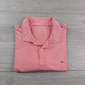 Vineyard Vines Performance Polo Golf Shirt Men's XL Red Striped Whale Logo
